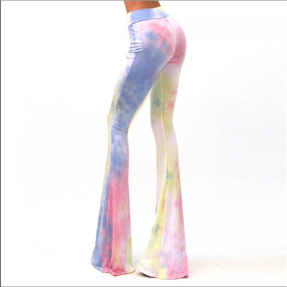 Rainbow pastel pink barbie unicorn pant flare bell